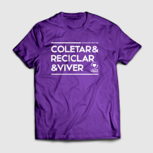 Camiseta Masculina Roxa Coletar & Reciclar & Viver Estampa Branca
